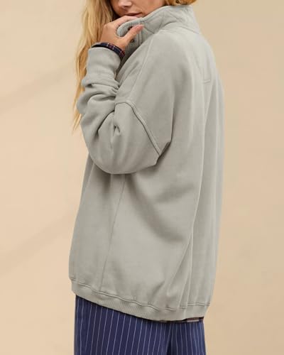 Image of Gacaky Sweatshirt for Women Oversized Casual Long Sleeve Button Henley Neck Pullover Tops Fashion Outfits Clothes