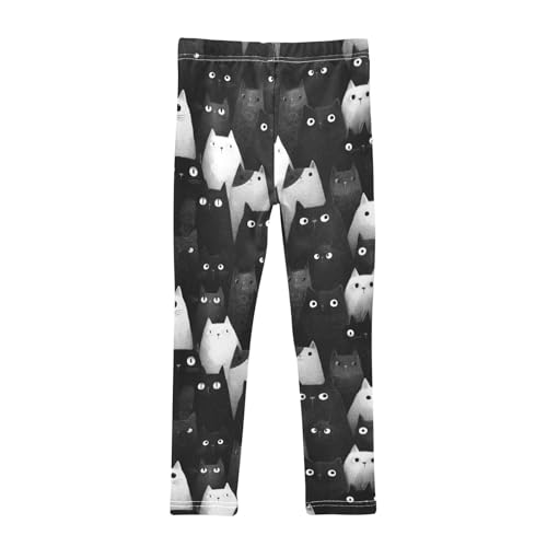 Girls Leggings Black and White Cat Animals Soft Toddler Leggings for Girls Kids Pants Size 4T-10T2
