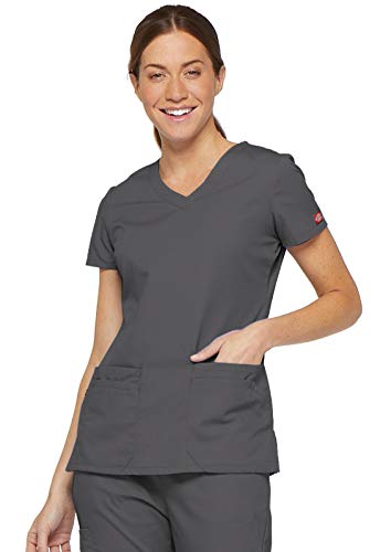 Image of Dickies Women's Jr. Fit V-Neck Scrub Top Multiple Patch Pockets