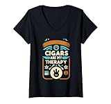 donna cigars are my therapy relax lifestyle stress ||---- maglietta con collo a v
