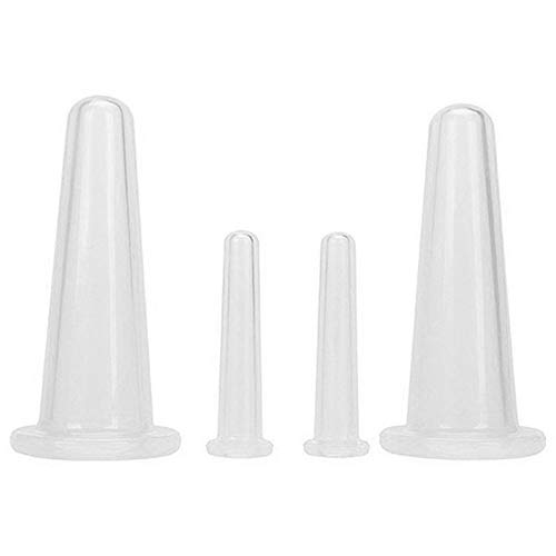 4PCS/Set Silicone Suction Cups Vacuum Cupping Cups Massage Cup Cans For Face Body Neck Back Eyes 2 Large&2 Small (clear)