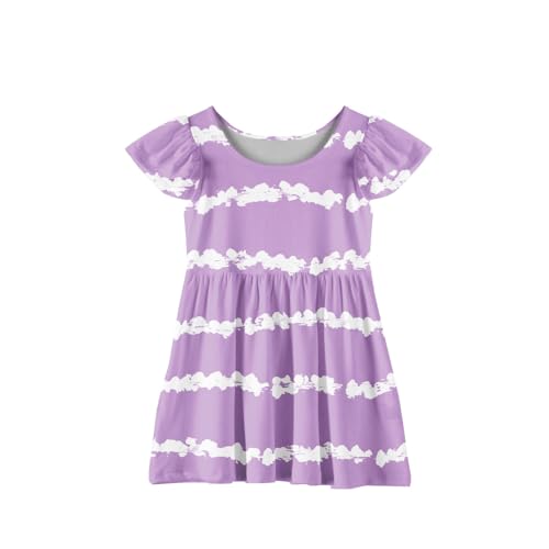 Girls Polka Dot Dress Flutter Sleeve Casual A-Line Summer School Dress for Kids Ages 4-143