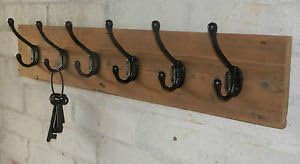 Handmade Reclaimed wood Hat and Coat Rack Rustic Shabby Eco 9 hooks = 108cm