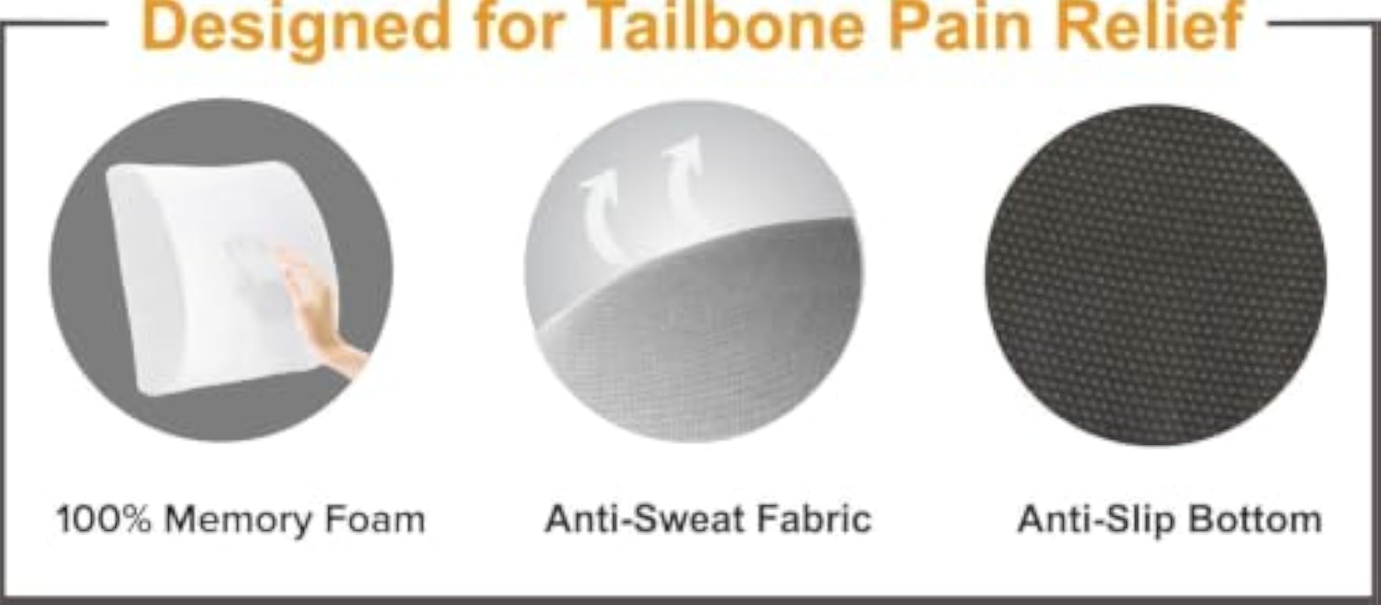 Ergonomic Memory Foam Seat Cushion Pillow, Portable Design