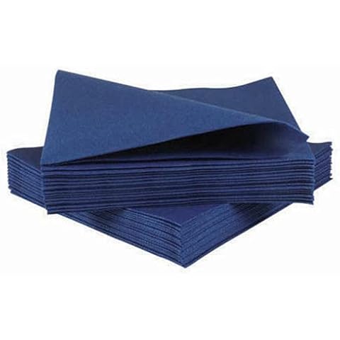 Dark / Navy Blue Disposable Napkins 40cm Linen Feel Luxury Airlaid Paper Pack of 50 Cover