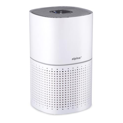 alpina Purificateur d'Air avec Ioniseur - Filtre à Air HEPA H11 - Air Purifier 3 Vitesses - Destructeur d'Odeur - Purificateur Air avec Minuteur, Mode Nuit Silencieux - Air Purifier 28 m2 - Blanc
