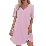 Vestido De Manga Corta para Mujer - Vestidos Verano Informal Dresses Clásico Vestidos Playa Mujer Moda Fiesta Ropa Ajuste Holgado Playero Primavera Vestido 2026 Rosa S