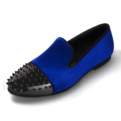 Image of Slip On Men Prom Dress Shoes Spikes Velvet Loafers