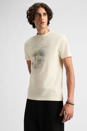 Image of SNITCH Men's T-Shirt | Regular Fit Graphic Print Half Sleeve Crew Neck | Lightweight Breathable Cotton Blend Stretch Fabric for Summer Casual Wear & Everyday Style