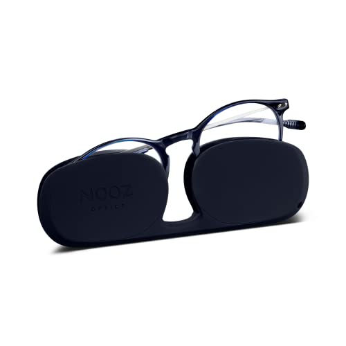 Nooz Optics - Blue Light Blocking Glasses without correction for Men and Women - Round Shape - Navy Blue Color - Cruz Collection