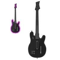 JJDWIN Wireless Guitar Hero Controller for PS4/PS3/PC with RGB Light, Rock Band & Clone Hero Games, Fortnite Festival with Strap & Wireless Dongle,Black