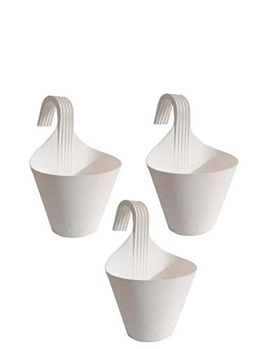 MOMS GADGETS Plastic Hanging Flower Pot Stands Plant (White, Medium) - Set of 3 (B07YD926K4) Amazon Price History, Amazon Price Tracker