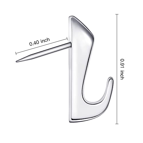 Image of Hotop 15 Pieces 20 Lbs Pin Hooks Push pin Hangers Metal Hooks Picture Hanging Nails for Home Office Wooden or Fabric Wall(Silver)