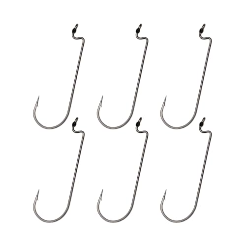 VMC, Worm Hook, #2/0 Hook Size, Black/Nickel, Package of 6