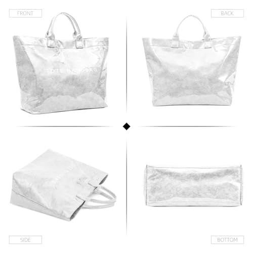 Bolsa Tote grande de PVC para mujer color blanco miniatura 5
