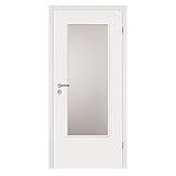 HORI® Zimmertür Komplettset mit Lichtausschnitt I Weißlack Innentür mit Zarge I Modell Basic I Türbreite 860 mm I Wandstärke 300 mm