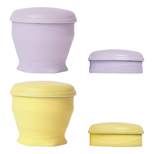 Funalix 2 vasos plegables de silicona, vasos de viaje plegables para camping, picnic, senderismo y exteriores (morado/amarillo)