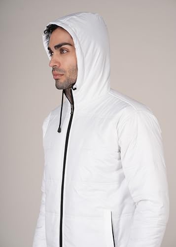 Image of Bomber Jacket, White, Full Zip Hooded Jacket