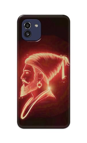 Image of Plastic Printfidaa Printed Hard Back Cover Case For Samsung Galaxy A03 Back Cover (Chatrapati Shivaji Maharaj) -112,Black