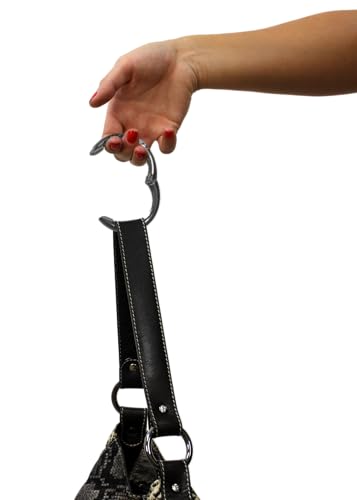 Clipa Purse Hanger – Polished Hematite PVD - The Ring That Opens into a Hook and Hangs in Just 10 mm of Space, Holds 15 kg, 3 yr. Warranty