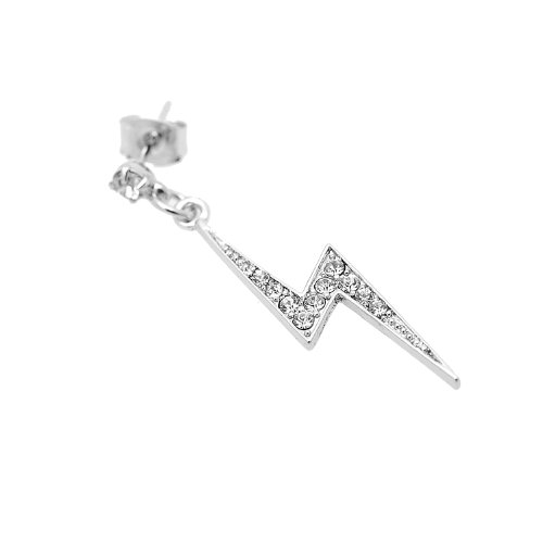 Spinningdaisy Silver Plated Crystal Lightning Bolt Earrings2