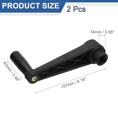 Image of uxcell 2Pcs 14x157mm (Dia x L) Revolving Handwheel Machine Handle, Universal Lathe Crank Grip Replacement for Industry Lathe Milling Grinding Machine, Black (Square Hole)