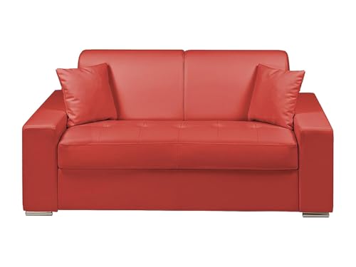 Vente-unique - Canapé 2 Places Convertible Express en Simili EMIR - Rouge - Couchage 120 cm - Matelas 14 cm