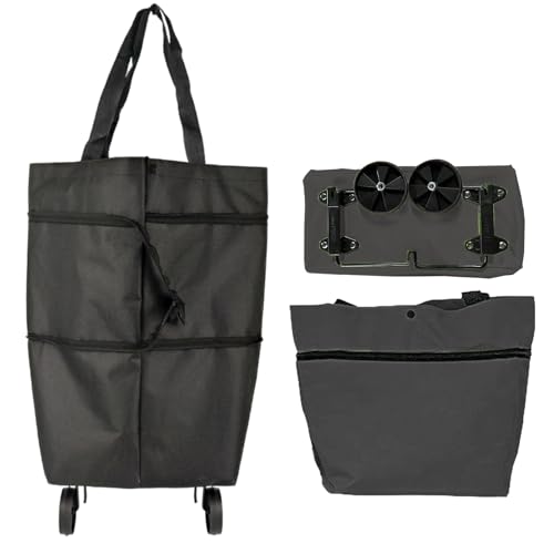 Bolsa de Compra Plegable con Ruedas | Bolsa Reutilizable con Ruedas para La Compra | Bolsón De Almacenamiento De Tela Oxford De Gran Capacidad para Transporte De Ropa Deportes Picnics