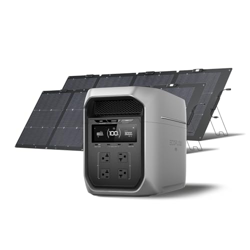 Image of EF ECOFLOW Portable Power Station DELTA 3 MAX Plus with 2X220W Solar Panel, 3000W Max Output, Fast 0-80% Recharge in 64mins, Reliable Home Backup & RV Camping