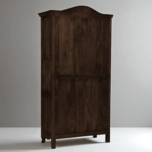 Image of The Attic Catania Kitchen Cabinet, Multipurpose Cabinet for Bedroom Living Room Study bar, Solid Wood Bookshelf /Kitchen Cabinet, Solid Mango Wood, Walnut Matte Finish Cane