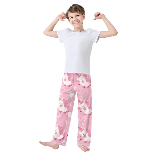 Cute Unicorn Pig Boys Pants Boys Athletic Pants Long Pant for Boywith Pockets Wide-Leg Size 6-14Y3