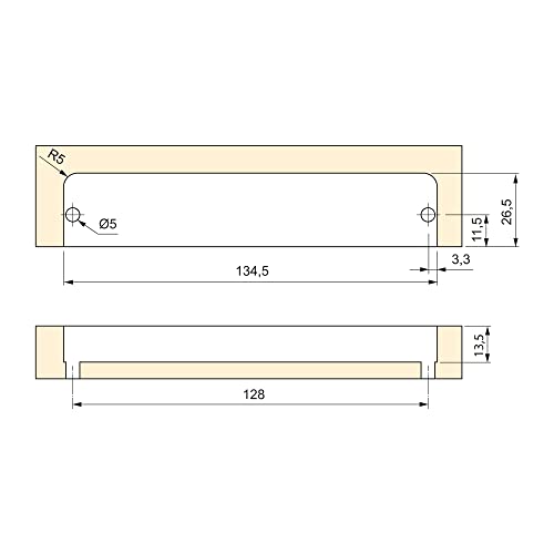 Emuca - Modena Furniture Handle, 128 mm (5 inch) Interaxis, L 137mm (5,4 inch), Silver Painted, Zamak, 10 ut - Image 3