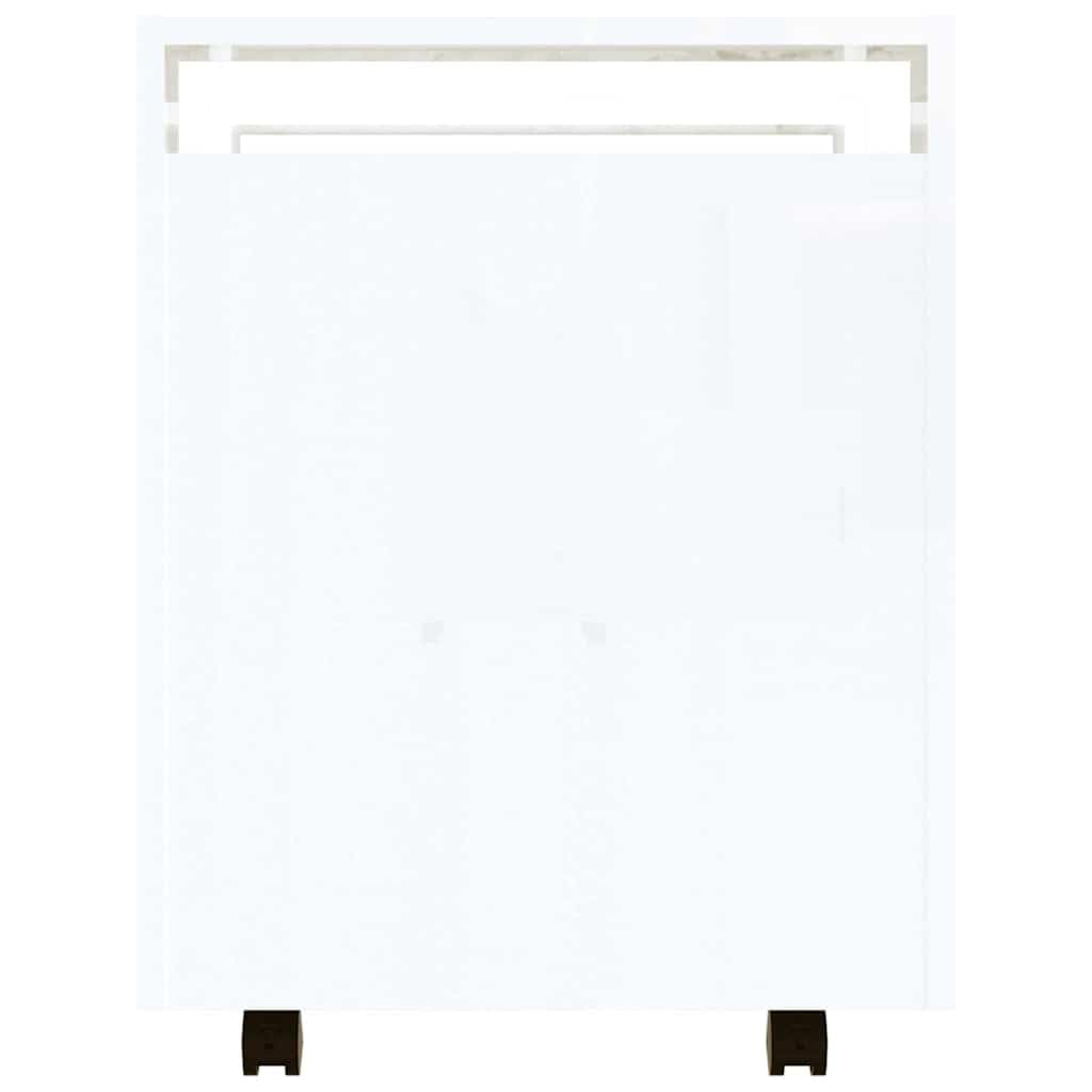 Carrello da ufficio con ruote, bianco lucido, 60 x 45 x 60 cm, mobile con porta, carrello per ufficio e studio