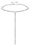 Yamberdoly Rhinestone Choker Y Necklace Sparkly Crystal Lariat Necklaces Long Rinestone Tassel Drop