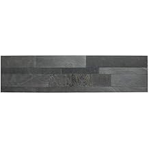 Aspect Peel and Stick Stone Overlay Kitchen Backsplash - Iron Slate 5.9" x 23.6" x 1/8" Panel - Approx. 1 sq ft - Easy DIY Tile Backsplash