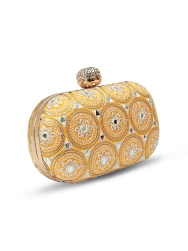 Image of THE TAN CLAN Inaara Oval Clutch for women Purses Luxury Evening Handbags for ladies with Detachable Handle