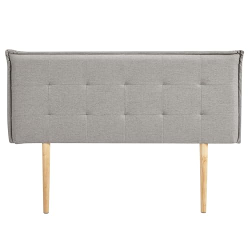 IDIMEX Tête de lit TIMOTHÉ 140 capitonnée, en Tissu rembourré, Pieds en Bois, Design élégant, pour Lits 140 cm, Gris