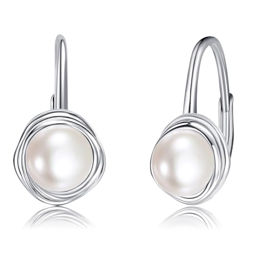 Boucles d'oreilles perles argent 925 pour femme dormeuses spirale