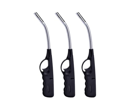 EDZARD 3 Encendedores Mecheros Recargables Largos de Gas Flexibles de 25 cm, Rellenables