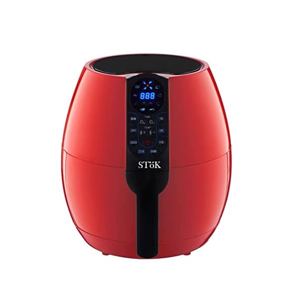 SToK Plastic (St-Afd11-Red) 4 Liters 1500W Smart Rapid 3D Air Technology Digital Air Fryer With Double Layer Grill (1 Year Offsite Warranty)