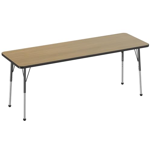 FDP 24" x 72" Rectangle Table with Ball Glide Legs - Pasadena Oak/Black