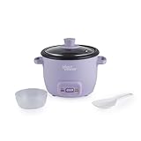 Giles & Posner Sorbet 0,4L Reiskocher – PFAS-freier Innentopf, Glasdeckel, Koch- und Warmhaltefunktionen, Messbecher & Reislöffel inklusive, ideal für Currys, Chilis, Sushi, 250W, Lila