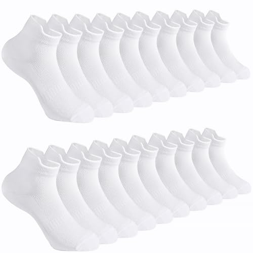 20 Pairs Ankle Athletic Running Socks Low Cut Sports Tab Socks for Boys and Girls