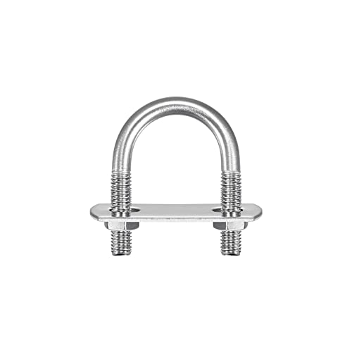 Image of uxcell Round U-Bolts, 2 Sets 27mm(1.06 inch) Inner Width 45mm Length M6 304 Stainless Steel U Clamp Bolt with Nuts Washers and Plates, for Boat Trailer