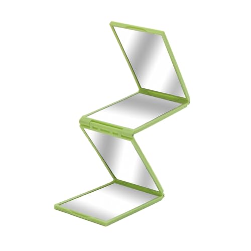 Oshhni Espejo de Maquillaje Plegable Mirador de Belleza Mirror Compacto Portable Belleza Portable de Cuatro Lados para el Estilo de Aseo, Verde