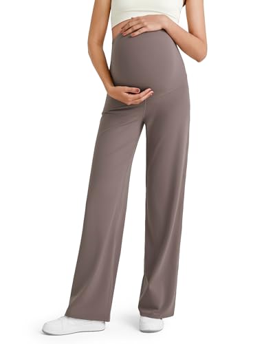 Image of G4Free Women's Maternity BareFeel Wide Leg Yoga Pants | Bump-Friendly Coverage,Wide Leg Design,Lycra Blend,Extremely Soft,Skin-like Touch,for Work Casual Wear