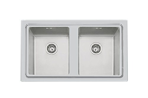 Foster KE 87.2V.34x40.SF - Lavello rettangolare in acciaio inox, con 2 vasche, rettangolare, 340 x 400 mm
