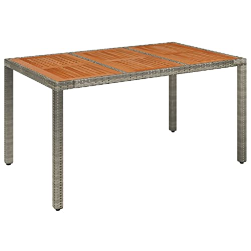 vidaXL Table de Jardin Dessus en Bois Gris 150x90x75 cm Résine tressée, Meubles de Jardin, Meubles d'extérieur, Table, Table à Manger