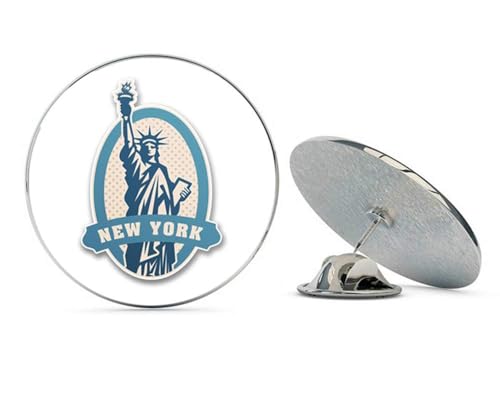 New York USA Statue of Liberty Round Metal 0.75" Lapel Pin Hat Shirt Pin Tie Tack Pinback2