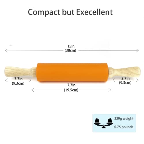 Remeel Silicone Rolling Pin for Baking Non-stick Rolling Pin Dough Roller Wooden Handle Kitchen Accessories Pastry Roller